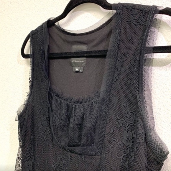 ANTHROPOLOGIE Dress Sleeveless Lace Black Size M - Picture 6 of 12